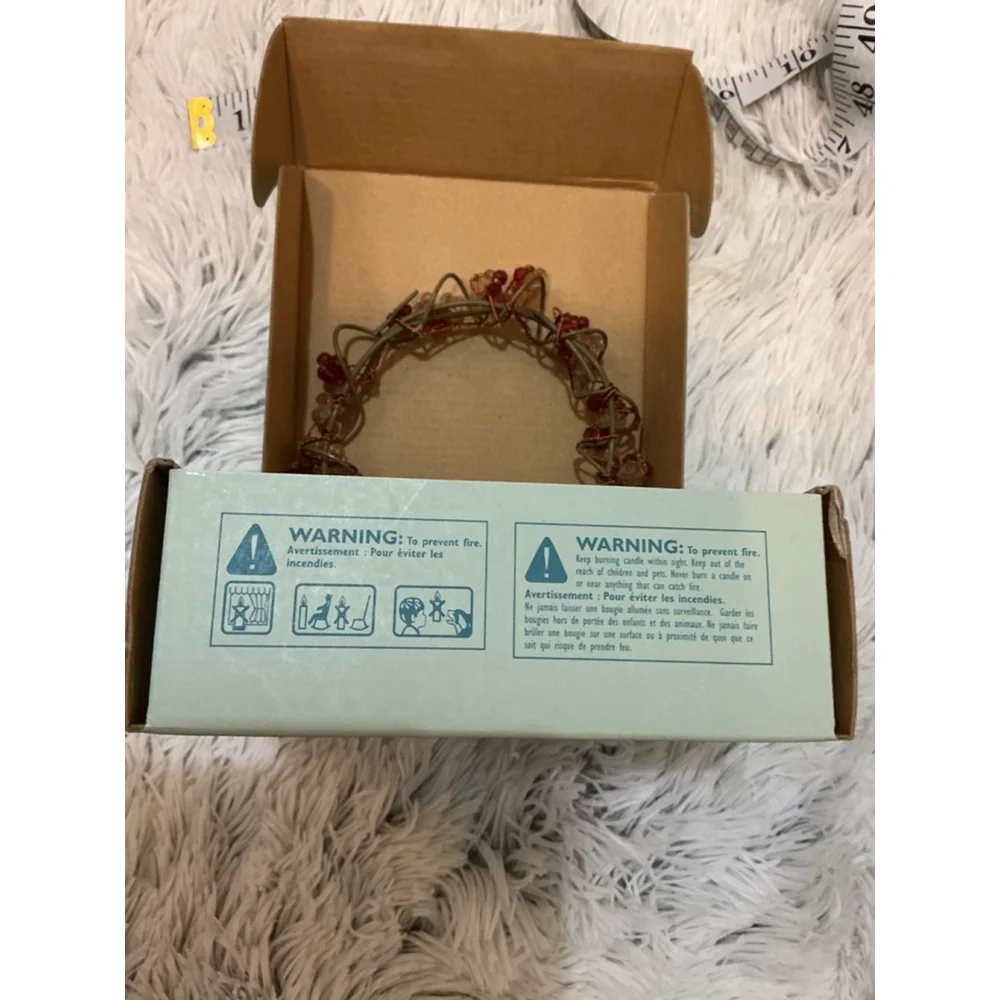PartyLite Gemstones Beaded Candle Ring 3-4” P7834 — Red Amber Gold, Gift Ready - Picture 4 of 9